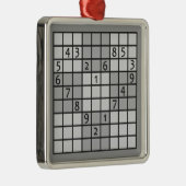 SUDOKU Verzierung Silbernes Ornament (Rechts)