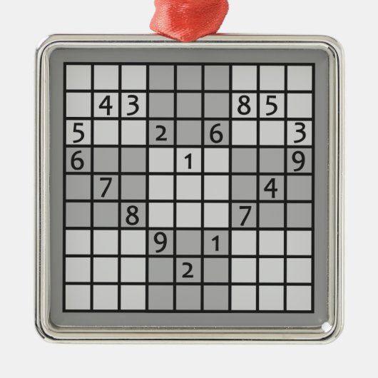 SUDOKU Verzierung Silbernes Ornament (Vorne)