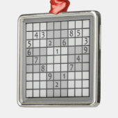 SUDOKU Verzierung Silbernes Ornament (Links)