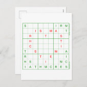 Sudoku Weihnachtskarte - Herz Feiertagspostkarte (Vorne/Hinten)