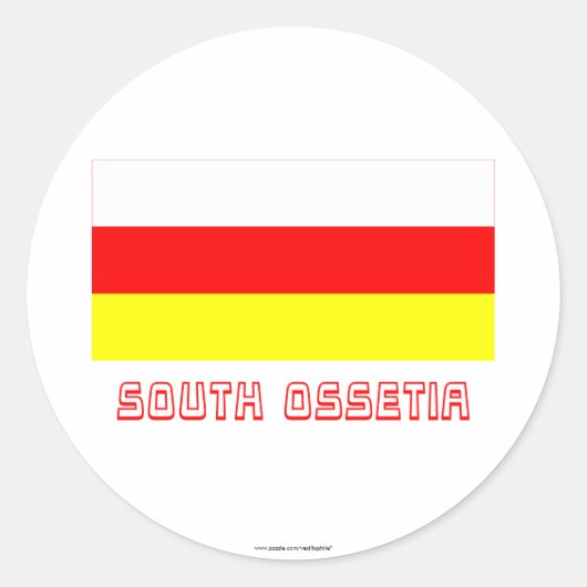 Südossetien-Flagge mit Namen Runder Aufkleber (Vorderseite)