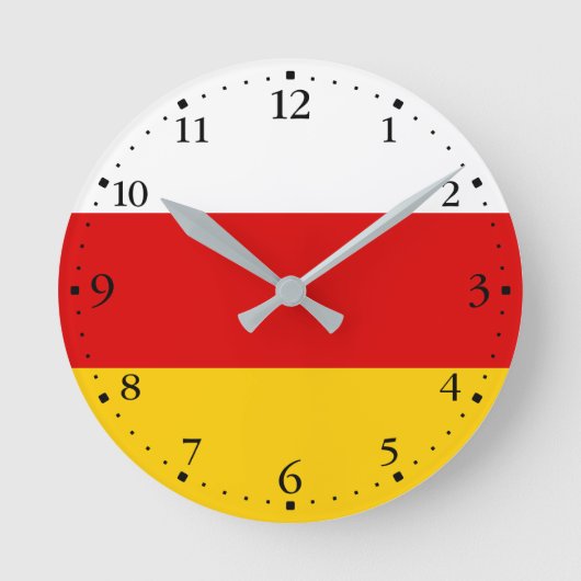 Südossetische Flagge Runde Wanduhr (Vorderseite)