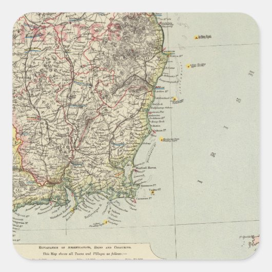 Südost-Irland Quadratischer Aufkleber (Vorderseite)