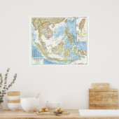 " Südostasien: 1955 Detaillierte KARTE ... Poster (Küche)