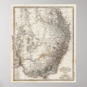 Südostaustralien-Karte Poster