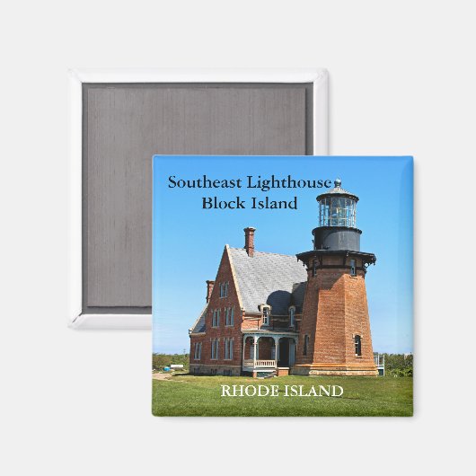 Südöstliches Leuchtturm, Block Island RI Magnet (Vorderseite/Rückseite)