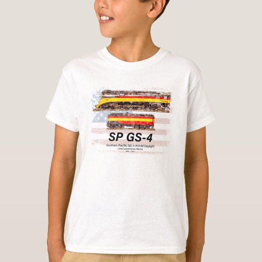 Südpazifik GS-4 Daylight Locomotive Profil T-Shirt (Vorderseite)