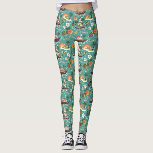 Südpazifik-Kreuzfahrt Insel-Abenteuer-Design Leggings (Vorderseite)