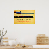 Südpazifik-Pazifik-Krieg Altes Eisenbahnplakat Poster (Küche)