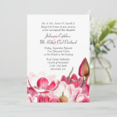 Südpink Magnolias Hochzeitseinladung Einladung (Stehend Vorderseite)