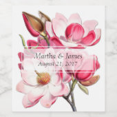 Südrosa Magnolias Hochzeitweiliges Weinlabel Weinetikett (Einzelnes Label)
