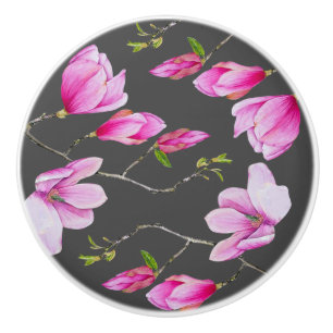Südrosa Magnolien und Grau Keramikknauf