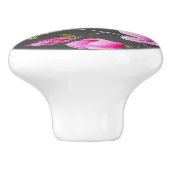 Südrosa Magnolien und Grau Keramikknauf (Seitenansicht)