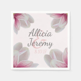 Südrosa Magnolienblüten Hochzeit Serviette