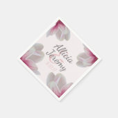 Südrosa Magnolienblüten Hochzeit Serviette (Ecke)