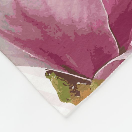 Südrosa Magnolienblüten Initialbrief Fleecedecke (Ecke)