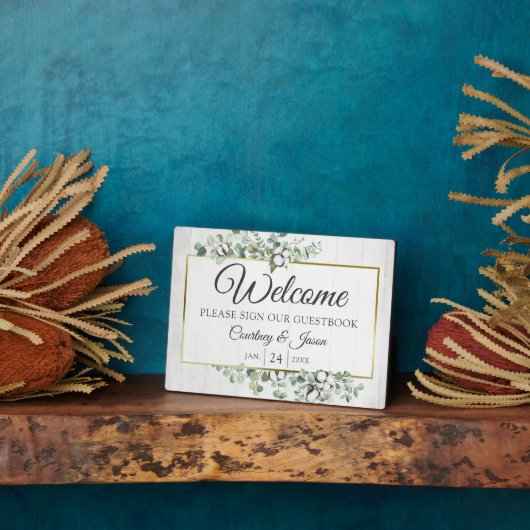 Südrustikale Baumwolle Begrüßungsguestbook Fotoplatte (Seite)
