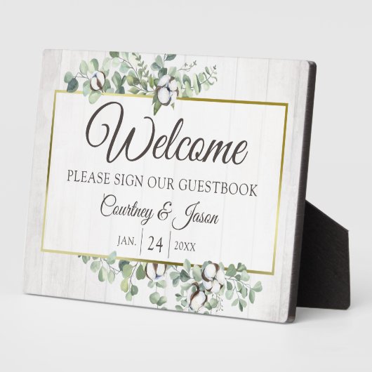 Südrustikale Baumwolle Begrüßungsguestbook Fotoplatte (Seite)