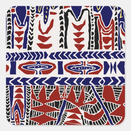 Südsee Samoa Batik Quadratischer Aufkleber (Vorderseite)