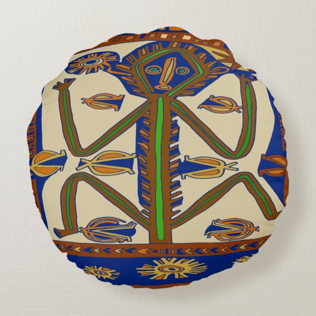 Südsee Samoa Man Rundes Kissen (Rückseite)