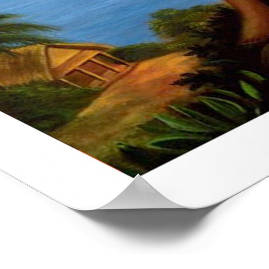 Südseeinseln, Vintages Flugplakat Poster (Ecke)