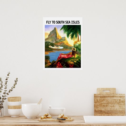Südseeinseln, Vintages Flugplakat Poster (Küche)