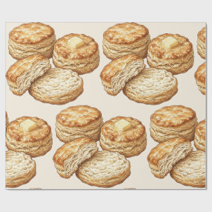 Südstaaten-Buttermilchbrötchen-Lebensmittelillustr Geschenkpapier