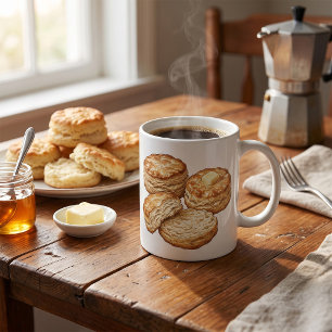 Südstaaten-Buttermilchbrötchen-Lebensmittelillustr Kaffeetasse