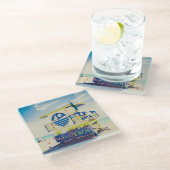 Südstrand des Leibwächter-Turm-|, Miami, Florida Glasuntersetzer (Schrägansicht)