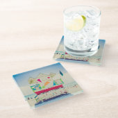 Südstrand des Leibwächter-Turm-|, Miami Glasuntersetzer (Schrägansicht)