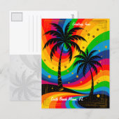 [Südstrand Stimmung] Farbige Retro Palmen Postkarte (Vorne/Hinten)