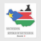 Südsudan Flag Map Patriotic Aufkleber (Blatt)