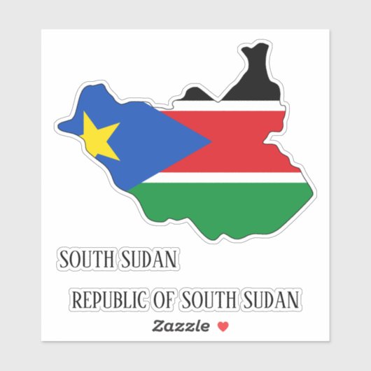 Südsudan Flag Map Patriotic Aufkleber (Blatt)