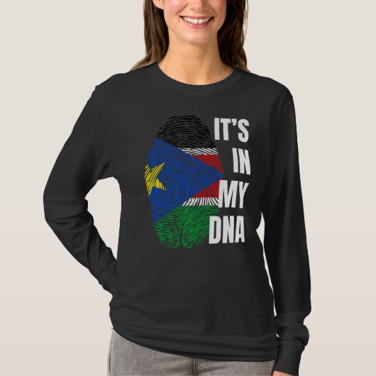 Südsudan-Flagge Dna Fingerprint Schwarze Geschicht T-Shirt (Vorderseite)