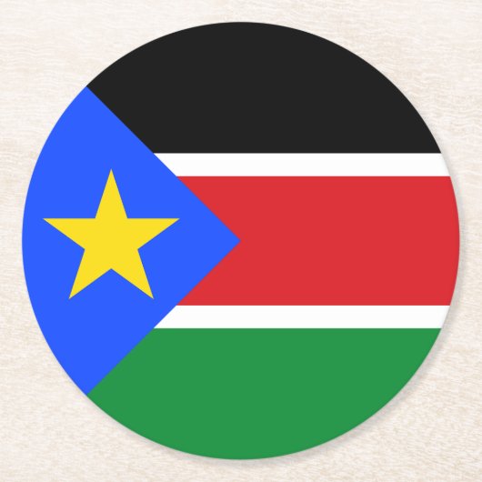 Südsudan-Flagge Runder Pappuntersetzer (Vorderseite)