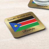 Südsudan-Flagge+Text-Untersetzer Getränkeuntersetzer (Linke Seite)