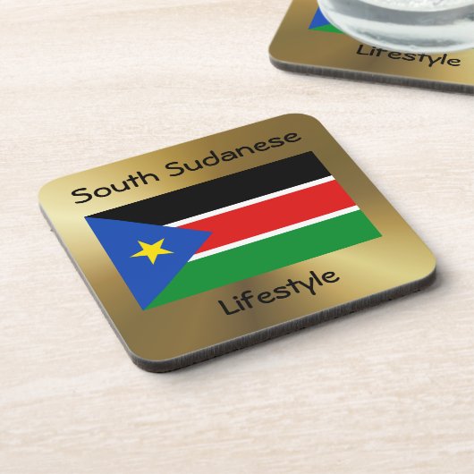 Südsudan-Flagge+Text-Untersetzer Getränkeuntersetzer (Linke Seite)