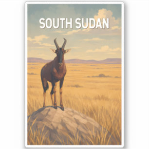 Südsudan Illustration Reise Kunst Vintage Aufkleber