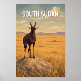 Südsudan Illustration Reise Kunst Vintage Poster