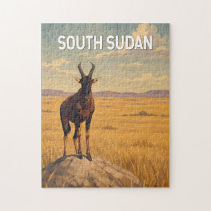 Südsudan Illustration Reise Kunst Vintage Puzzle