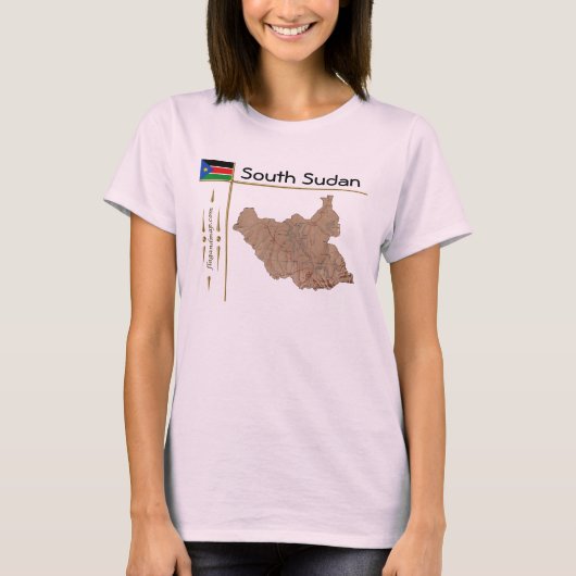 Südsudan Karte + Flagge + T - Shirt (Vorderseite)