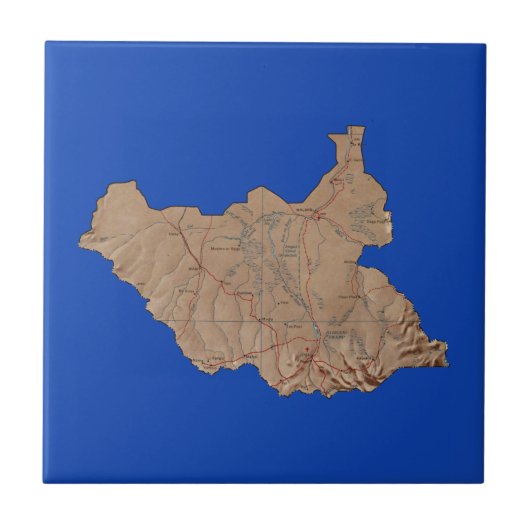 Südsudan-Kartenkachel Fliese (Vorderseite)