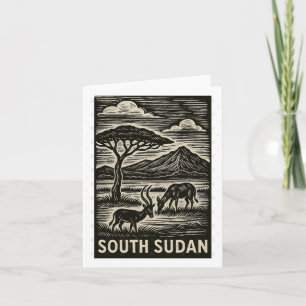 Südsudan Linocut Style überdeckt Karte