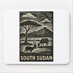 Südsudan Linolschnitt-Stil Oversized Mousepad