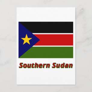 Südsudanesische Flagge mit Namen Postkarte