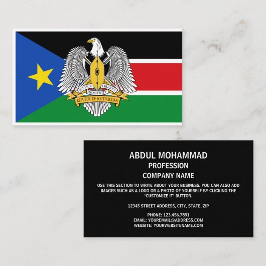 Südsudanesische Flagge & Wappen, Südsudan Visitenkarte (Vorne/Hinten)