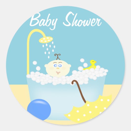 Sudsy Bathtub Blue Baby Shockaufkleber Runder Aufkleber (Vorderseite)