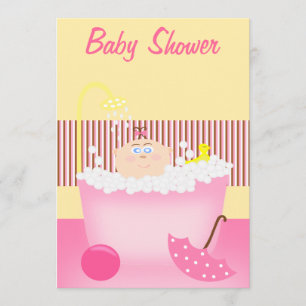 Sudsy Bathtub Pink Baby Dusche Einladung