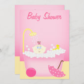 Sudsy Bathtub Pink Baby Dusche Einladung (Vorne/Hinten)