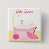 Sudsy Bathtub Pink Baby Girl Dusche Button (Vorderseite)